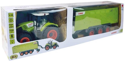 RC Traktor Claas Axion + přívěs na vysílačku 2,4GHz na baterie Světlo