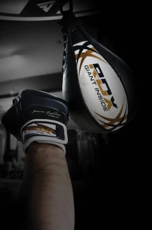 RDX Speed Ball Leather Boxovací hruška S2 bílo-červená kožená