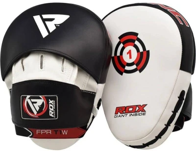 RDX Zakřivené boxovací chrániče T1 černobílé 1 pár RDX Zakřivené boxovací chrániče T1 černobílé 1 pár