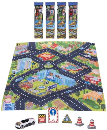 Roadblasters koberec dopravní město 80x70cm set s autem a doplňky 4 druhy