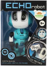 Robot Echo modrý kovový opakující věty na baterie Světlo Zvuk