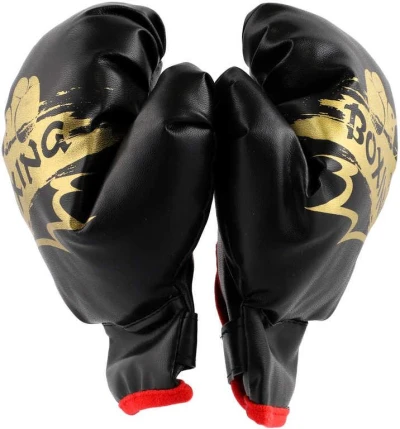 Rukavice boxerské dětské černé s grafikou set 1 pár v sáčku