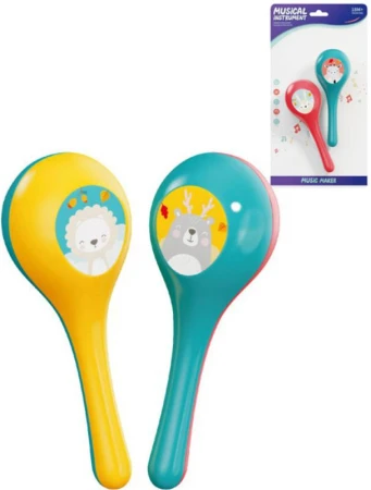 Rumba koule barevné set 2ks zvířátka plast (hudební nástroje)