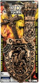 Rytířská souprava dětský meč 48cm se štítem a rukavicí zdobený plast na kartě