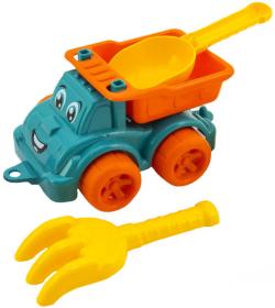 Sada na písek baby autíčko s očima s formičkami a 2 nástroji 2 barvy