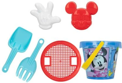 Sada na písek Disney Mickey Mouse kyblík 13cm se 2 nástroji a formičkami