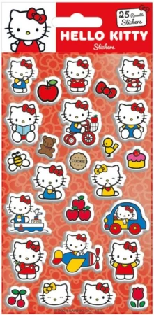 Samolepky Hello Kitty 3D 25ks opakovane použiteľné 1 arch Samolepky Hello Kitty 3D 25ks opakovane použiteľné 1 arch