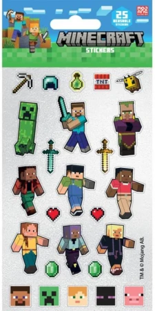 Samolepky Minecraft opakovaně použitelné 25ks 1 arch Samolepky Minecraft opakovaně použitelné 25ks 1 arch