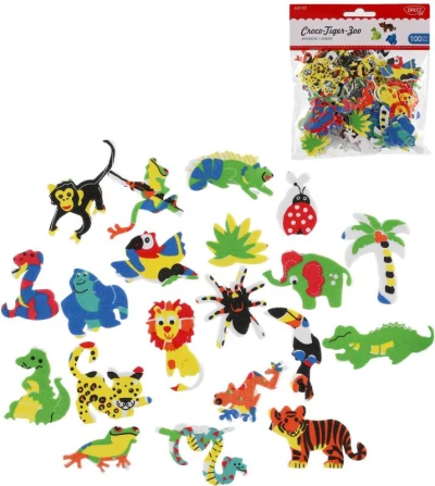 Samolepky pěnové zvířátka ZOO set 100ks v sáčku Samolepky pěnové zvířátka ZOO set 100ks v sáčku