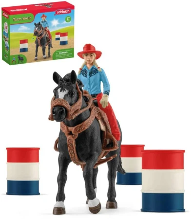 Schleich Kovbojský závod okolo barelov set figúrka s koňom a doplnkami plast Schleich Kovbojský závod okolo barelov set figúrka s koňom a doplnkami plast