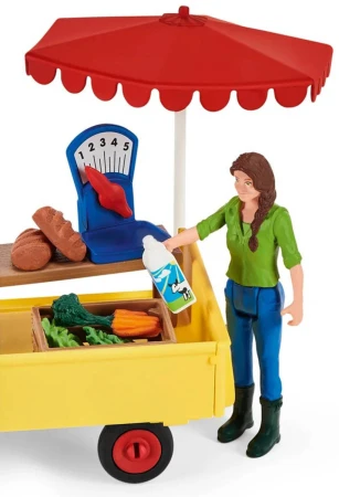 Schleich Mobilní farmářský stánek herní set s koněm a figurkami