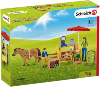 Schleich Mobilní farmářský stánek herní set s koněm a figurkami