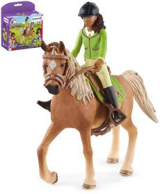 Schleich Sarah na koni figurka ručně malovaná herní set s doplňky plast