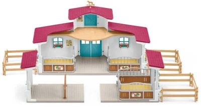 Schleich Stáj u jezera herní set se 3 koníky a 2 figurkami s doplňky plast