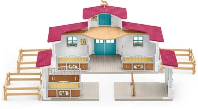 Schleich Stáj u jezera herní set se 3 koníky a 2 figurkami s doplňky plast