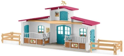Schleich Stáj u jezera herní set se 3 koníky a 2 figurkami s doplňky plast