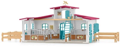 Schleich Stáj u jezera herní set se 3 koníky a 2 figurkami s doplňky plast