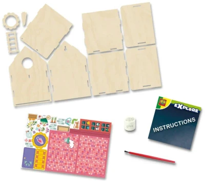 SES Creative Explore Ptačí budka kreativní set dřevěná (stavebnice)