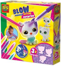 SES Creative Foukací fixy set 4 barvy + 3 koťátka s překvapením