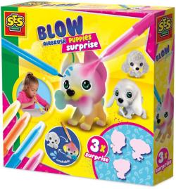 SES Creative Foukací fixy set 4 barvy + 3 štěňátka s překvapením