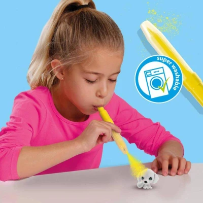 SES Creative Foukací fixy set 4 barvy + 3 štěňátka s překvapením
