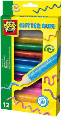 SES Creative Lepidlo dekorativní kreslící třpytivé set 12 barev v tubě