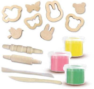 SES Creative Modelína Eco bezlepková 3x 90g + dřevěné nástroje