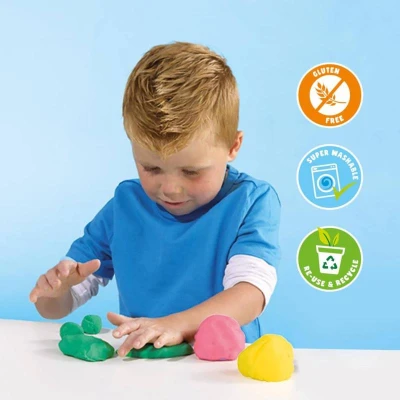 SES Creative Modelína Eco bezlepková 3x 90g + dřevěné nástroje