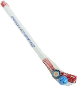 Set 2 plastové hokejky 75cm s míčkem a pukem florbalky v síťce