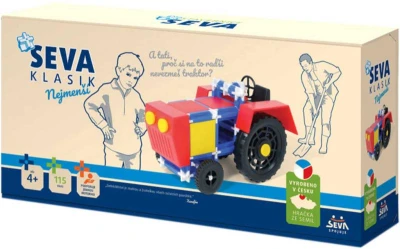 Seva Klasik Nejmenší Traktor (stavebnice) plastová 115 dílků v krabici Seva Klasik Nejmenší Traktor (stavebnice) plastová 115 dílků v krabici