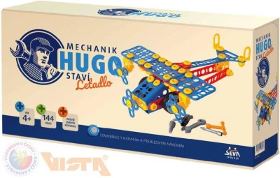 Seva Mechanik Hugo staví Letadlo (stavebnice) 144 dílků set s nářadím v krabici Seva Mechanik Hugo staví Letadlo (stavebnice) 144 dílků set s nářadím v krabici