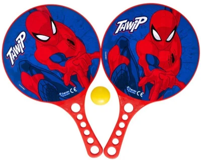 SEVEN Hra plážový tenis Spiderman set 2 červené pálky s míčkem