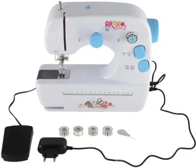 Šicí dětský stroj 25cm set s doplňky kovový na trafo / baterie Světlo Zvuk
