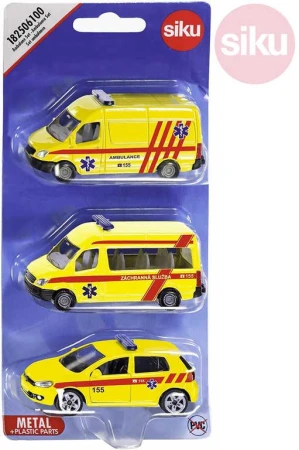 Siku Auta žlutá Ambulance ČR set 3ks model kov blister 1825 Siku Auta žlutá Ambulance ČR set 3ks model kov blister 1825