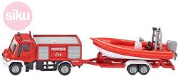 Siku Auto hasiči Unimog s přívěsem s člunem 1:87 kovové 1636