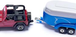 Siku Blister Auto terénní vůz set s přívěsem a koněm kovový model 1651