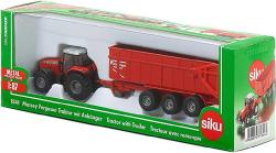 Siku Traktor farmářský Massey Ferguson s přívěsem Krampe 1:87 kovový model 1844
