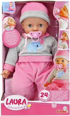 Simba Baby panenka Laura interaktivní miminko na baterie set s doplňky Zvuk