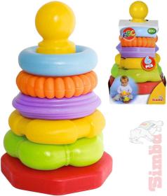 Simba Baby pyramida navlékací věžička 20cm s kroužky plast pro miminko Simba Baby pyramida navlékací věžička 20cm s kroužky plast pro miminko
