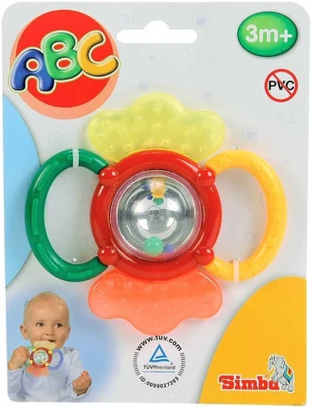 Simba Chrastítko a kousátko 2 v 1 na kartě 12 cm Baby 2 barvy