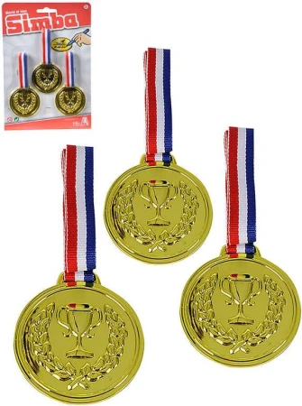 Simba Detská zlatá medaila 6cm trikolóra set 3ks na karte plast Simba Detská zlatá medaila 6cm trikolóra set 3ks na karte plast