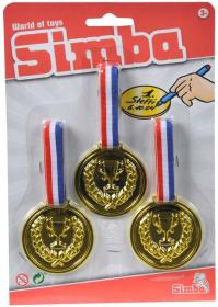 Simba Dětská zlatá medaile 6cm trikolora set 3ks na kartě plast