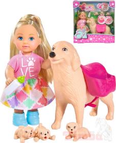 Simba Evi Love panenka Evička 12cm set s pejskem a šťěňátky