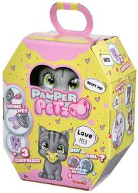 Simba Kočička Pamper Petz set zvířátko mláďátko s doplňky pije čůrá 3 překvapení