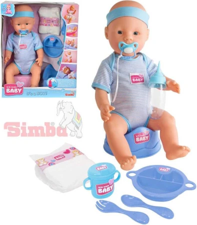 Simba New Born Baby panenka miminko chlapeček 43cm pije čůrá set s doplňky Simba New Born Baby panenka miminko chlapeček 43cm pije čůrá set s doplňky