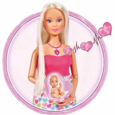 Simba New Born Baby set Panenka Steffi maminka s miminkem na baterie Zvuk