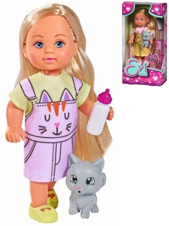 Simba Panenka Evička Kitty set s kočičkou a lahvičkou 2 druhy Simba Panenka Evička Kitty set s kočičkou a lahvičkou 2 druhy
