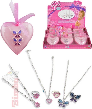Simba Set prstýnek + náhrdelník dětská bižuterie v doze srdíčko plast různé druhy Simba Set prstýnek + náhrdelník dětská bižuterie v doze srdíčko plast různé druhy