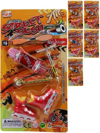 Skate s botami a koloběžkou na prst 6 druhů na kartě Skate s botami a koloběžkou na prst 6 druhů na kartě