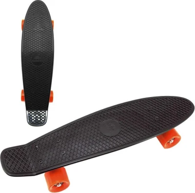Skateboard dětský pennyboard černý 60cm kovové osy oranžová kola Skateboard dětský pennyboard černý 60cm kovové osy oranžová kola